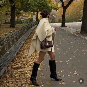 ZARA ZW Collection Wool Blend Cape Coat NWT